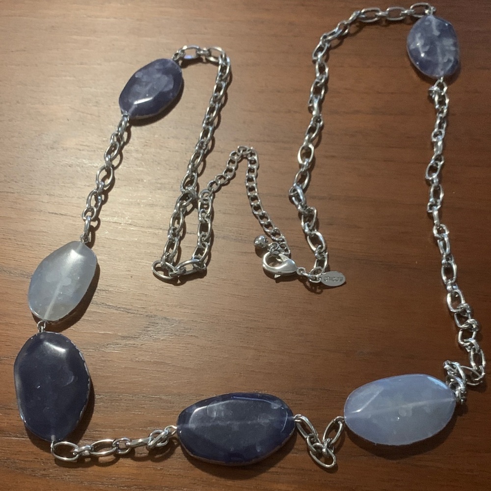 Chico’s Long Blue and Silver Necklace